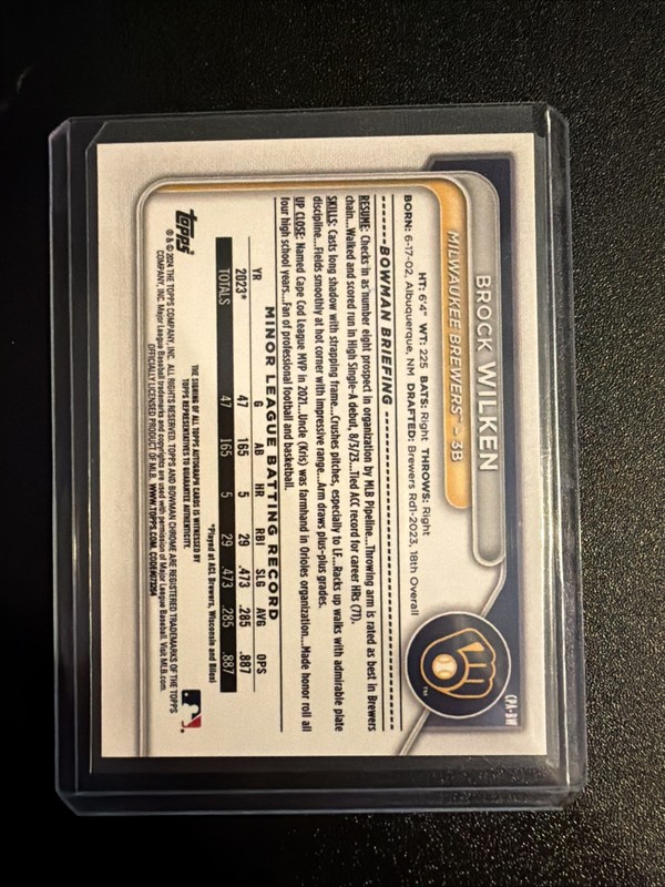 2024 1st Bowman Chrome Blue Lunar Refractor Auto /150 BROCK WILKEN ⚡️ #CPA-BW view 2