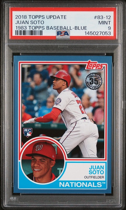 2018 Topps Update 1983 Topps Blue RC Juan Soto PSA 9 view 1