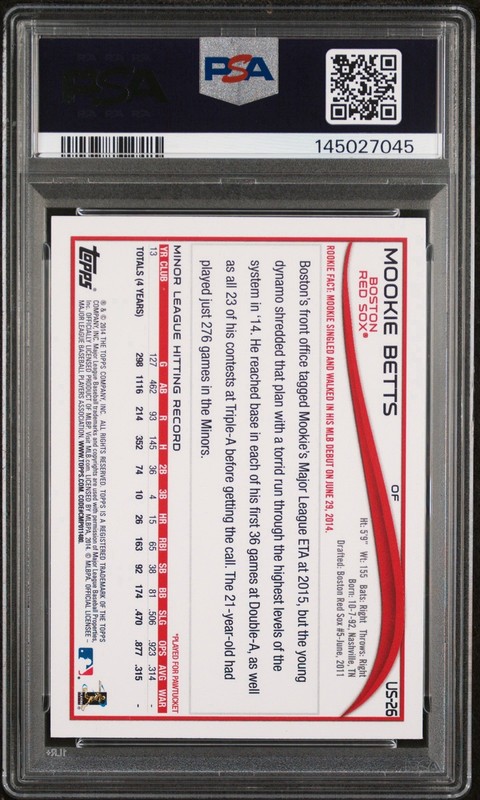 2014 Topps Update US26 RC Mookie Betts PSA 10! view 2