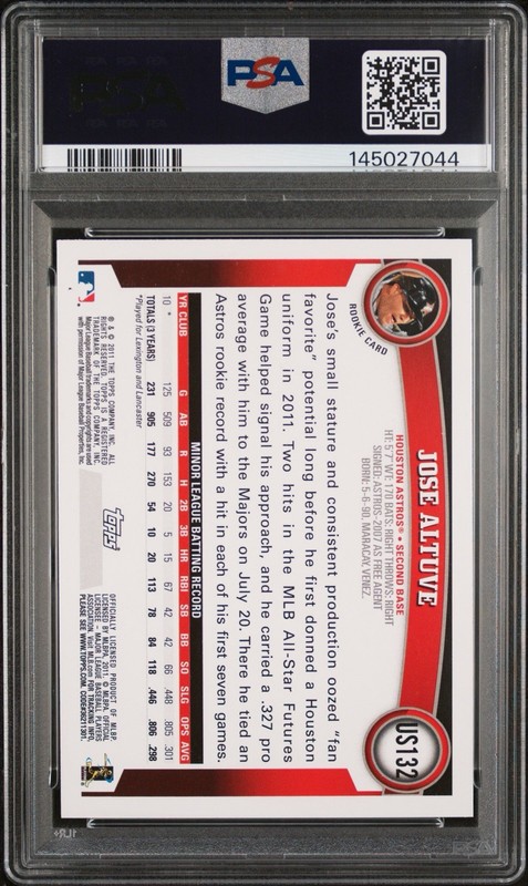 2011 Topps Update US132 RC Jose Altuve PSA 9 view 2
