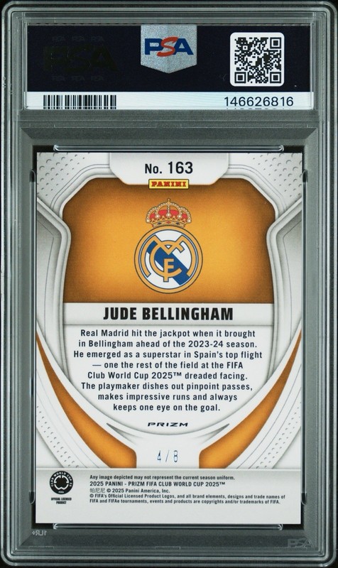 2025 Panini Prizm FIFA CWC - Jude Bellingham - Blue Shimmer /8 view 2