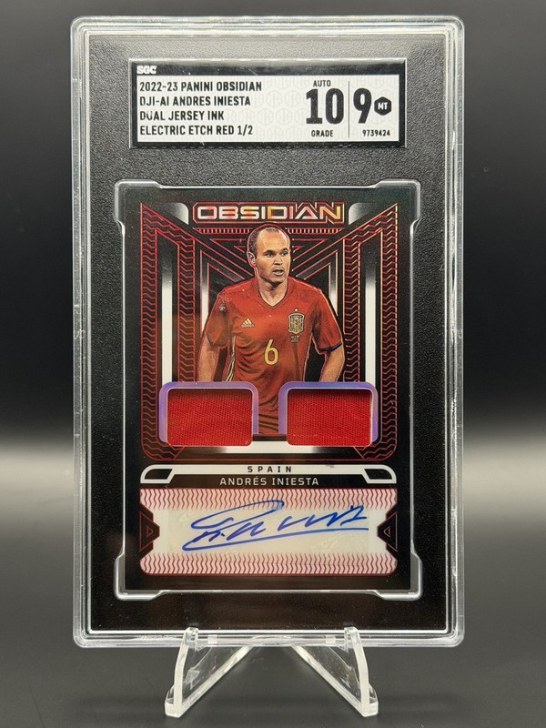 2022-23 Panini Obsidian Dual Jersey Auto Andres Iniesta 1/2 SGC 9/10 Player Worn