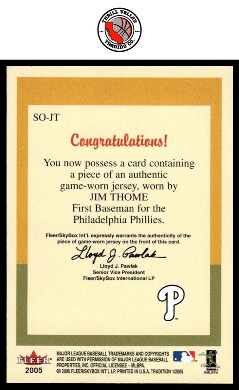 2005 Fleer Tradition Game Used Jersey Jim Thome GET EVERY 4TH FREE view 2