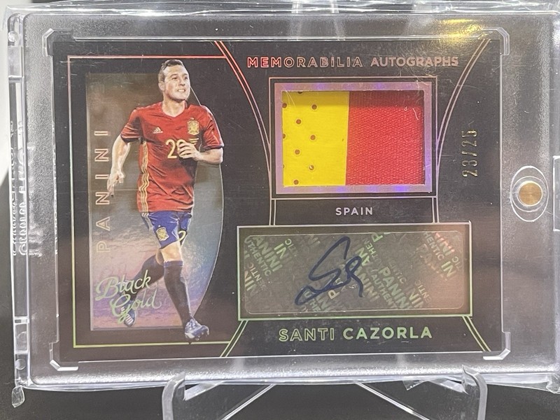 Santi Cazorla Black And Gold Auto Match Worn Patch 2016-17 Spain Arsenal 23/25