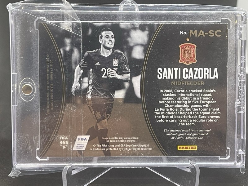 Santi Cazorla Black And Gold Auto Match Worn Patch 2016-17 Spain Arsenal 23/25 view 2