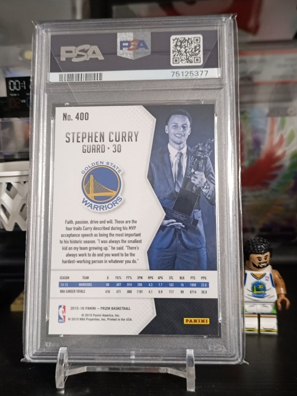 Stephen Curry 2015-16 Panini Prizm MVP #400 PSA 10 Unanimous MVP Year  view 2