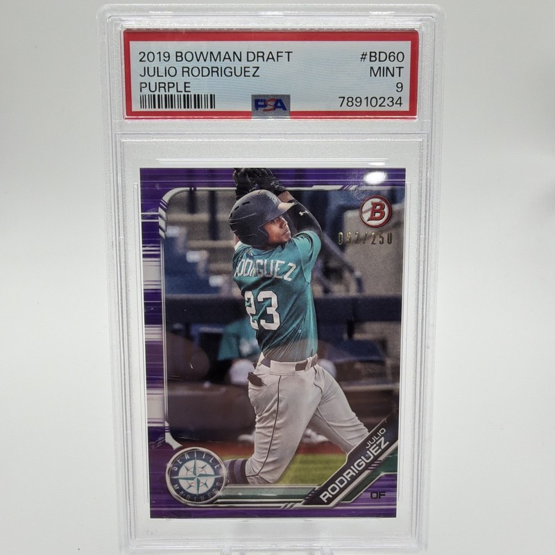 2019 Bowman Draft Julio Rodriguez Purple #/250 Mariners PSA 9