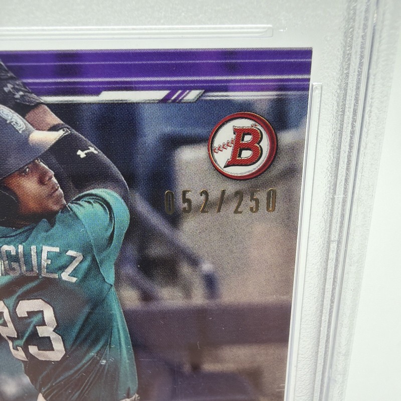 2019 Bowman Draft Julio Rodriguez Purple #/250 Mariners PSA 9 view 2