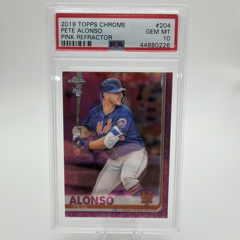2019 Topps Chrome Pete Alonso RC Pink Refractor Rookie #204 Mets PSA 10