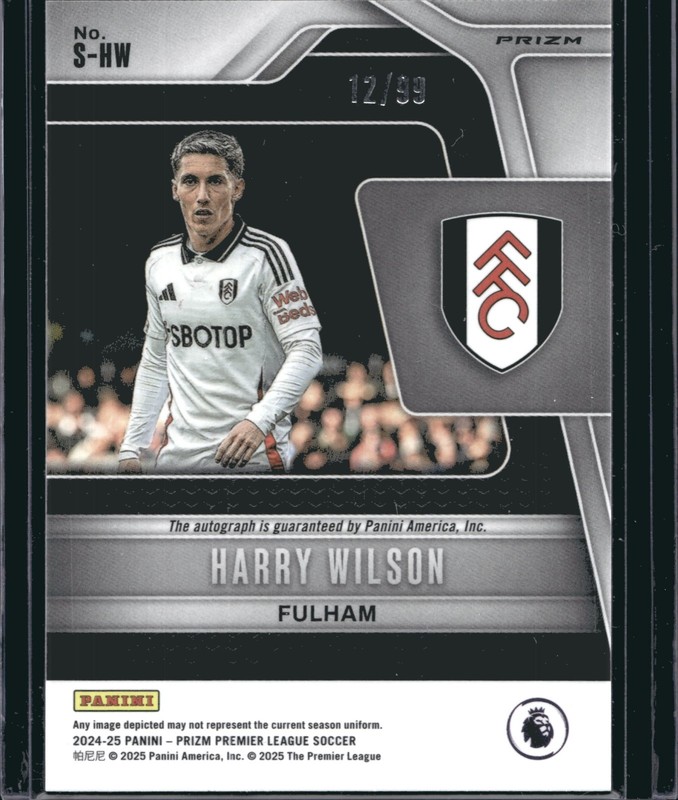 2024-25 Panini Prizm EPL Harry Wilson Silver Prizm Signatures Auto /99 #S-HW view 2