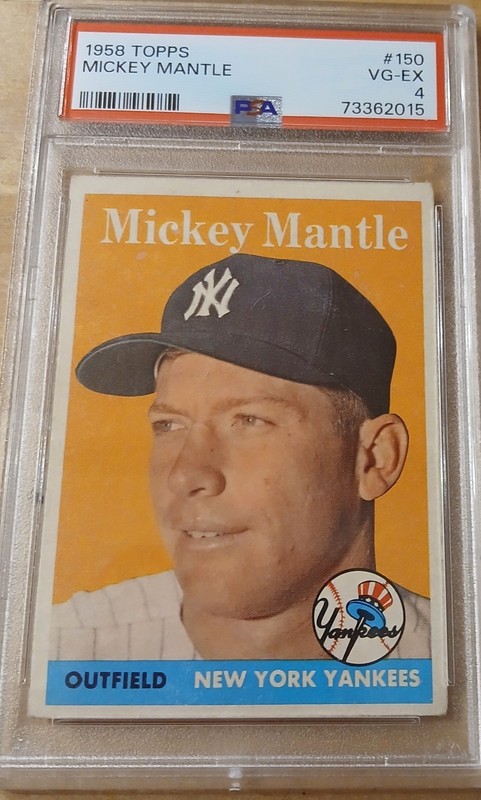 Baseball 1958 Topps Yankees Mickey Mantle #150 PSA 4 (VG-EX)  NICE card!