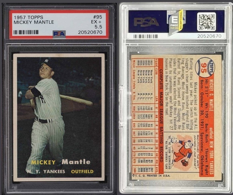 1957 TOPPS MICKEY MANTLE PSA 5.5 PWCC E ~ TOP 15% EYE APPEAL! DEAD CENTERED! #95
