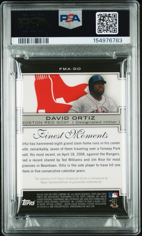 2009 Finest Finest Moments Autograph David Ortiz PSA Auto 9 Pop 1 view 2
