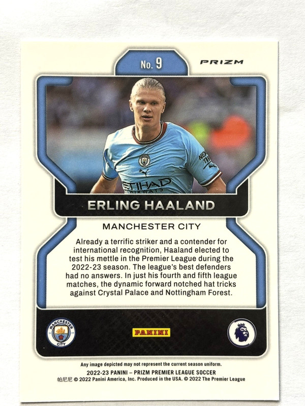 2022-23 Panini Prizm Premier League Erling Haaland Red Mosaic #9 view 2
