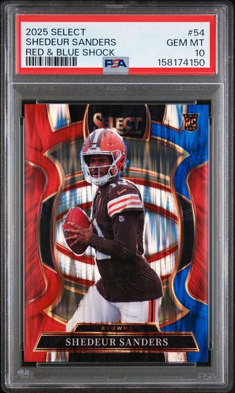 PSA 10 2025 Panini Select Red Blue Shock Concourse RC Shedeur Sanders Browns