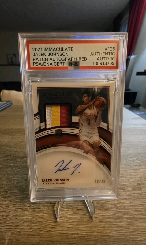 2021 Immaculate Jalen Johnson RPA Red /49  PSA Auto Grade 10
