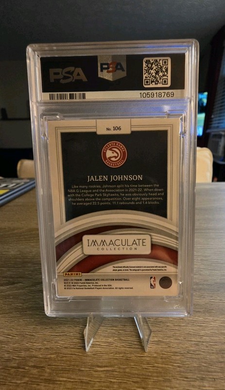 2021 Immaculate Jalen Johnson RPA Red /49  PSA Auto Grade 10 view 2