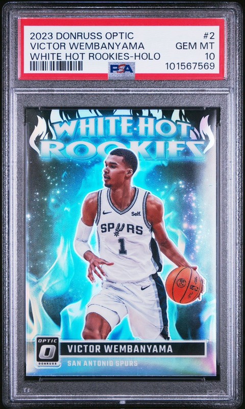 2023 Donruss Optic White Hot Rookies #2 Victor Wembanyama Holo Prizm RC PSA 10🔥