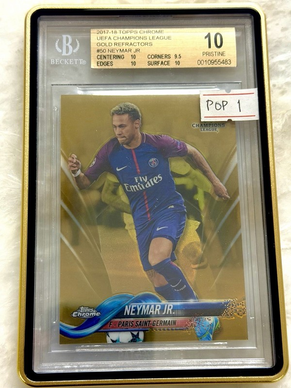 2017 Topps Chrome UCL GOLD ⭐️ Neymar Jr BGS 10 # /50 (Pop 1) GEM 💎 World Cup 📈 view 2