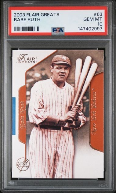 BABE RUTH 2003 Flair Greats #63 PSA 10 GEM MT HOF