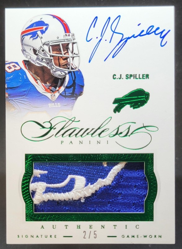2014 Panini Flawless C.J. Spiller Patches Auto Emerald /5 #15 Buffalo Bills SO