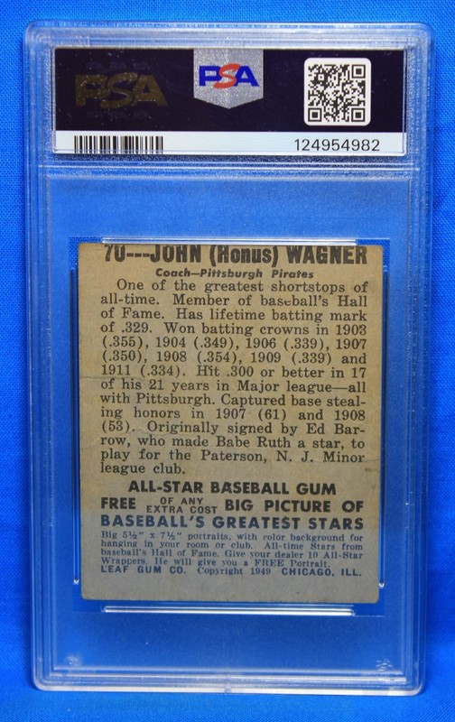 1948 LEAF # 70 John Honus Wagner PSA 1 (MC) PR # 124954982 PITTSBURGH PIRATES !! view 2