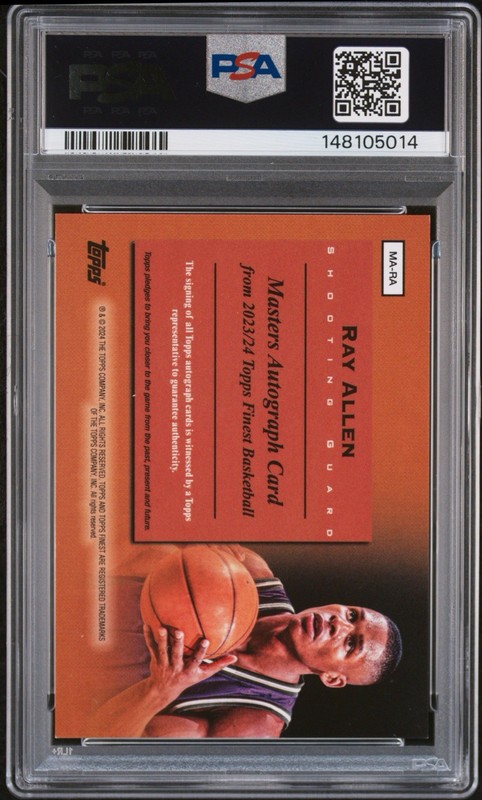 2023 Finest Masters Autograph Black geometric 02/25 Ray Allen PSA 9 Auto 10 view 2