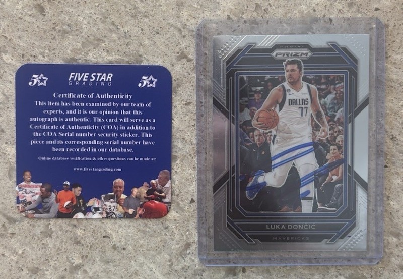 LUKA DONCIC PANINI PRIZM BBALL SIGNED AUTO CARD~FIVE STAR COA view 2