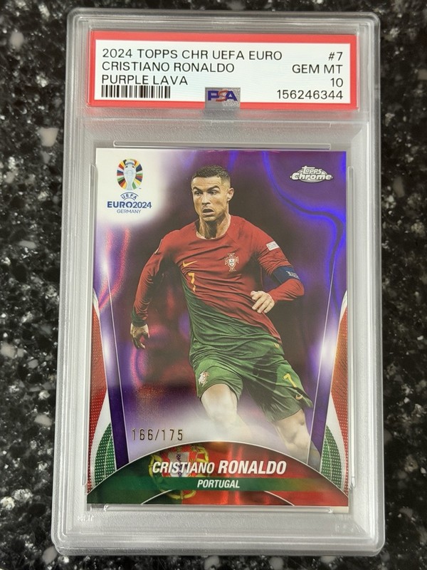 24 Topps Chrome UEFA Euro Cristiano Ronaldo Purple Lava #7 PSA 10 /175 Portugal