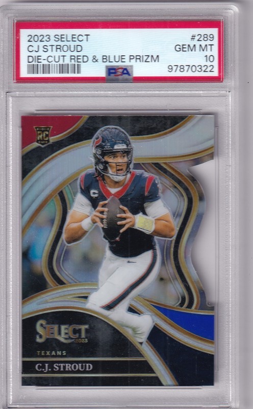 2023 Panini Select Football C.J. Stroud RC Red & Blue Prizm Die Cut PSA 10