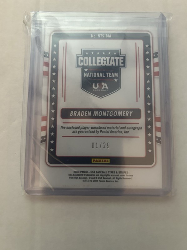 2024 Panini Stars Stripes Collegiate National Braden Montgomery Patch Auto 1/25 view 2