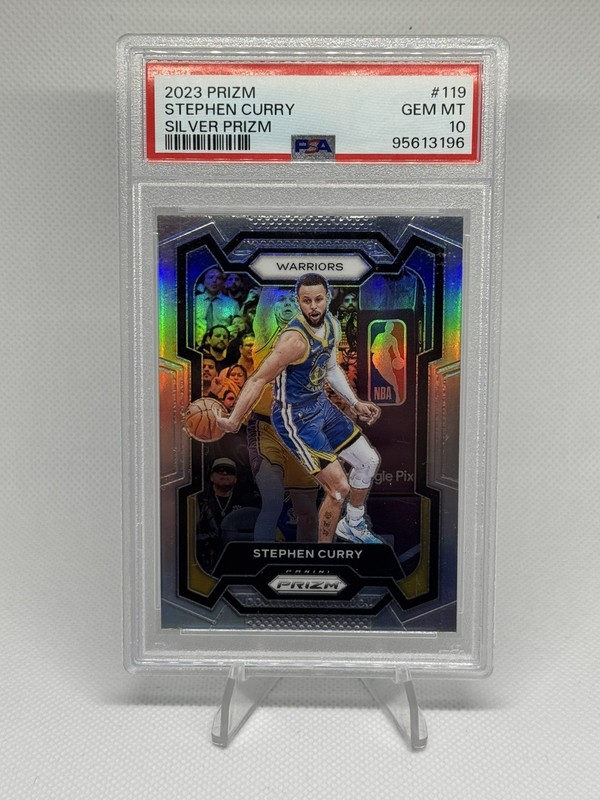 Stephen Curry PSA 10 💎 2023 Prizm Silver Warriors #119 📈 SP