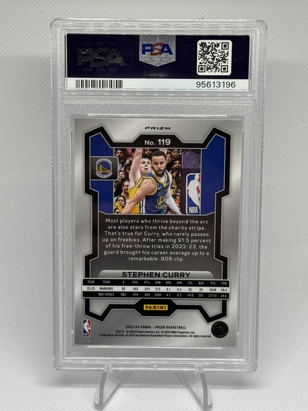 Stephen Curry PSA 10 💎 2023 Prizm Silver Warriors #119 📈 SP view 2