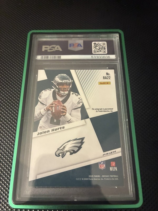 2020 PANINI MOSAIC ROOKIE AUTO MOSAIC | FUSION RED #RA22 JALEN HURTS PSA 9 view 2