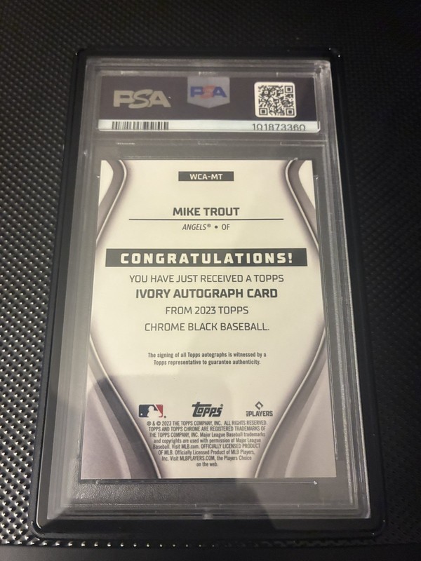  2023 TOPPS CHROME BLACK IVORY AUTOGRAPHS #MT MIKE TROUT PSA 9 AUTO 10 view 2