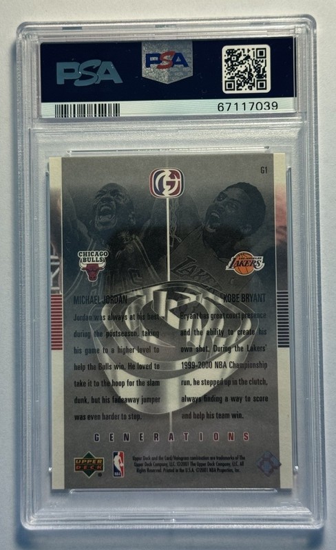 2000 Upper Deck NBA Legends - Generations Michael Jordan / Kobe Bryant #G1 PSA 7 view 2