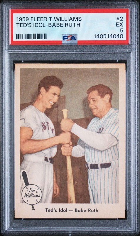 1959 Fleer Ted Williams #2 Ted's Idol Babe Ruth PSA 5 APPEARS NICER