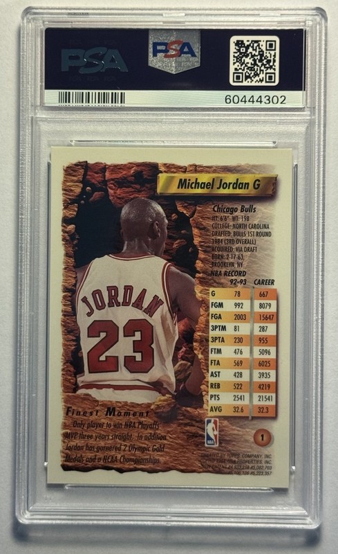 1993-94 Topps Finest - Michael Jordan #1 PSA 8 BULLS view 2