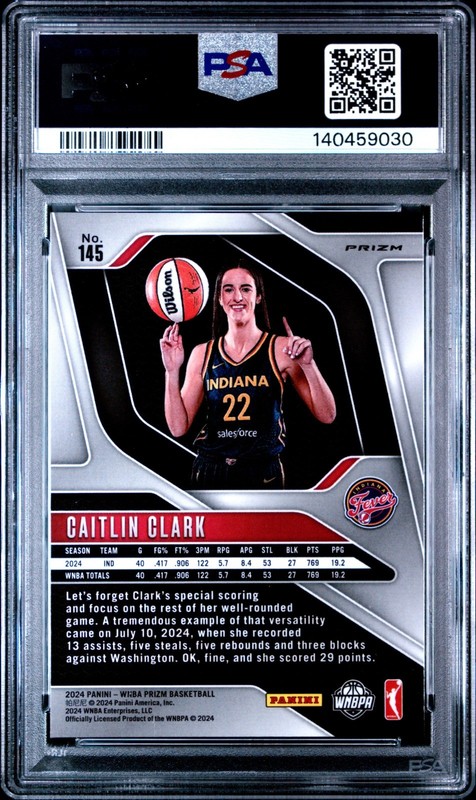 2024 Prizm WNBA Caitlin Clark Blue Velocity RC #145 PSA 8 Indiana Fever ⚡🏀 view 2