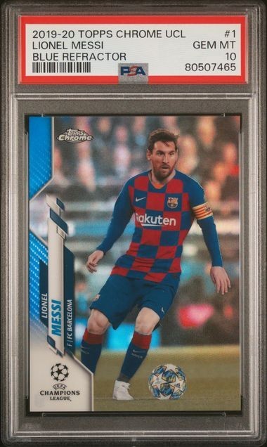 2019 Topps Chrome Blue Refractor Lionel Messi PSA 10 GEM 