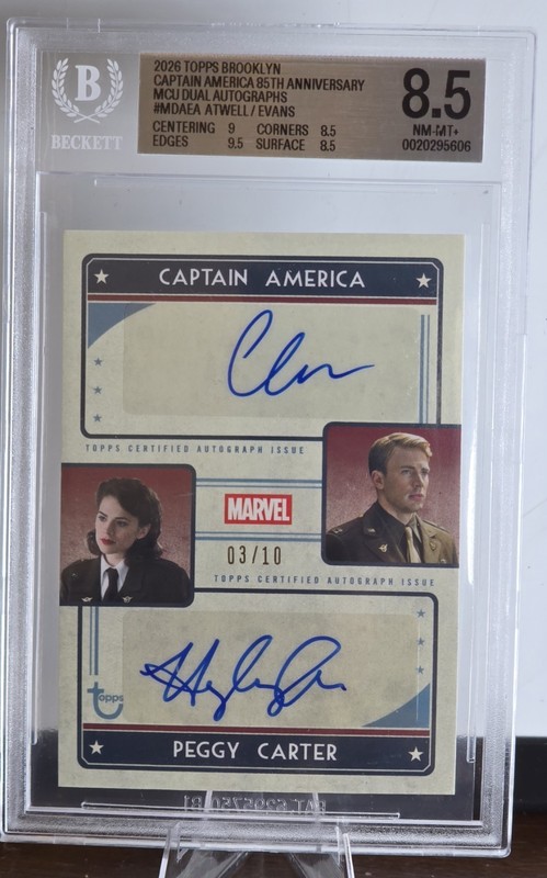 2026 Topps Marvel Brooklyn Chris Evans/ Atwell Dual Auto 3/10 Becketts 8.5