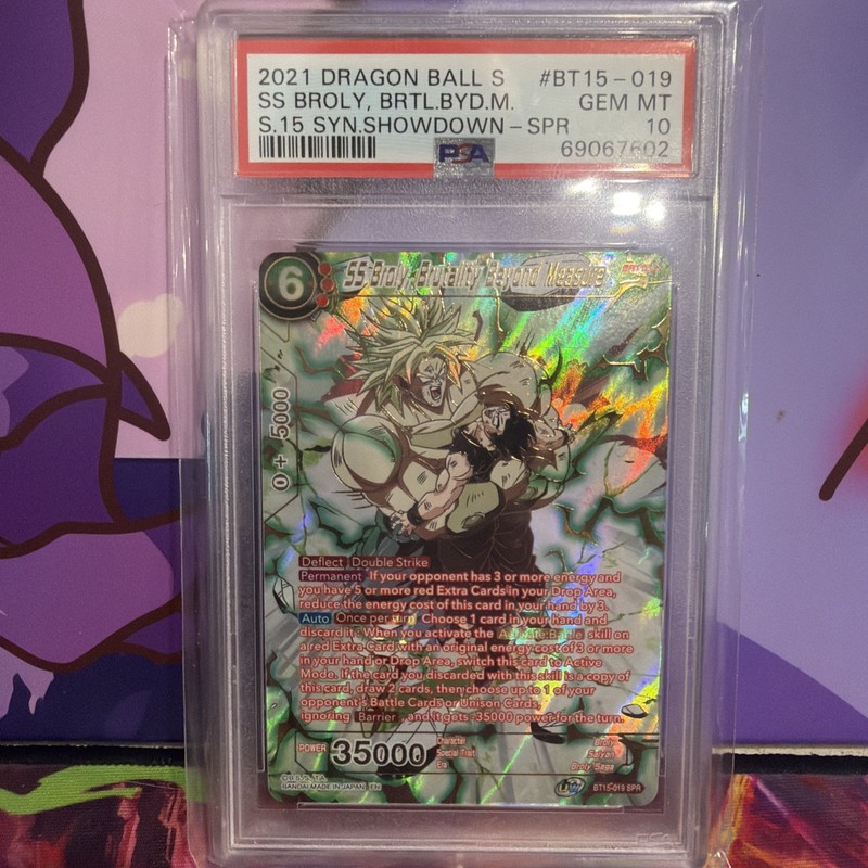 Dragon Ball Super Card Game SS Broly, Brutality Beyond Measure Saiyan Psa 10
