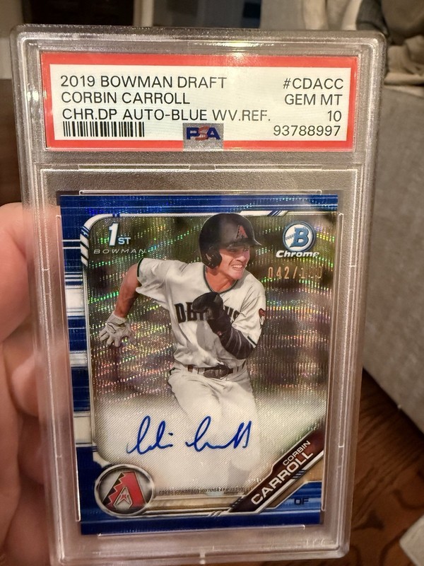 2019 BOWMAN DRAFT CHROME DRAFT PICKS AUTO CORBIN CARROLL /150 PSA 10 AUTO