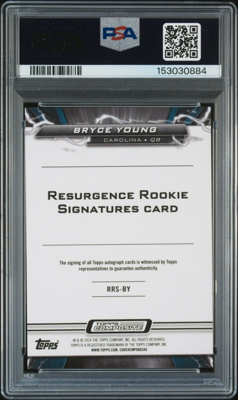 2023 Topps Composite Bryce Young Resurgence Rookie Auto Teal Surge /149 PSA 10 view 2
