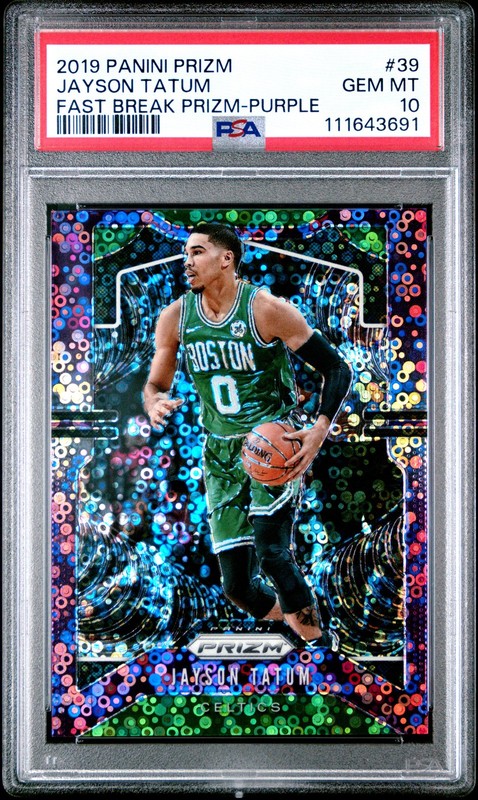 2019-20 Panini Prizm #39 Jayson Tatum Prizms Fast Break Purple PSA 10 #/75