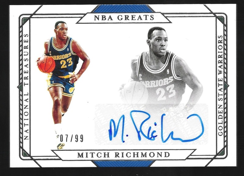2020-21 Panini National Treasures Mitch Richmond NBA Greats Auto 07/99 Warriors
