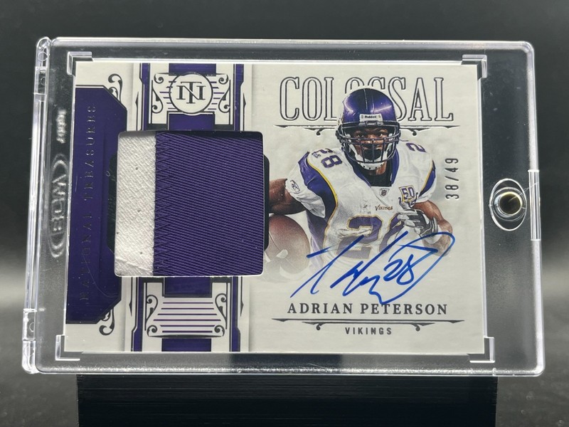2025 Panini National Treasures Adrian Peterson CS-APN Colossal Patch Auto 38/49