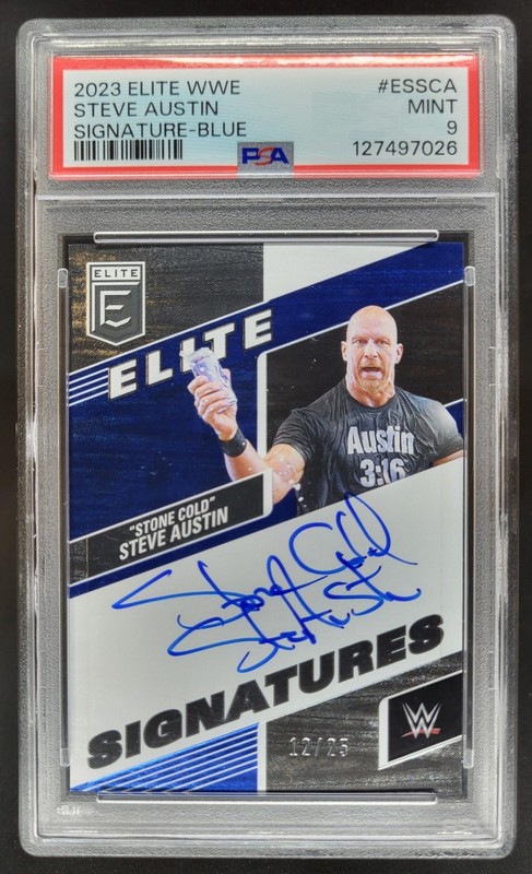 2023 Donruss Elite WWE Stone Cold Steve Austin Signature Blue /25 Auto PSA 9 CP5