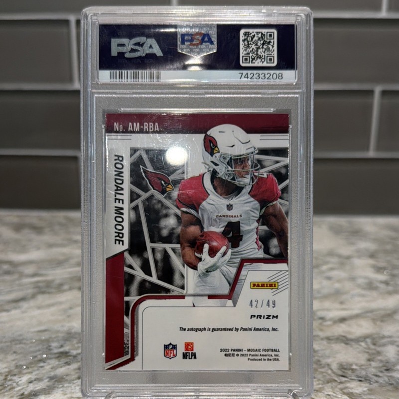 Panini Mosaic Rondale Moore Purple Mosaic Prizm Auto /49 Football 2022 view 2