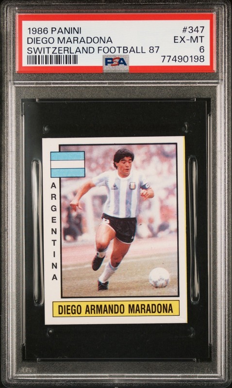Diego Maradona 1986 Panini #347 Switzerland Football Argentina Super Rare PSA 6